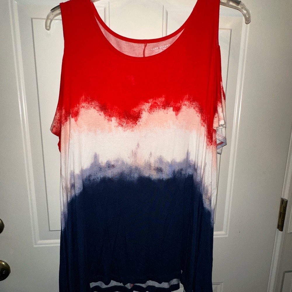 Lane Bryant Cold Shoulder Top - Red, White and Blue